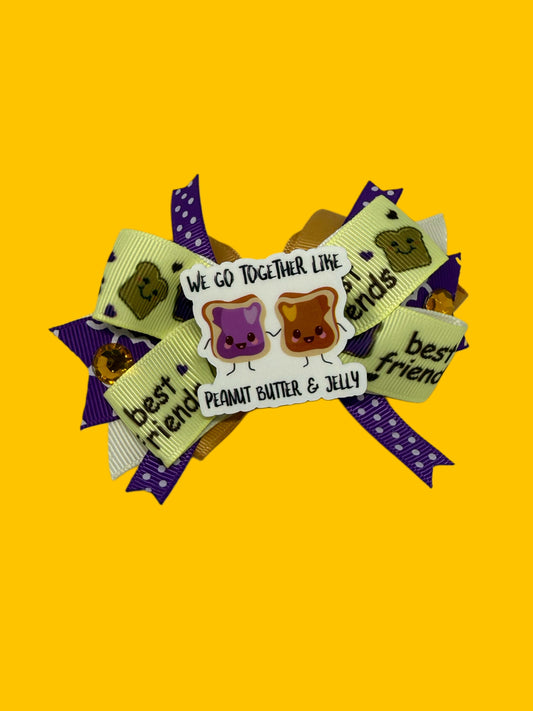 We Go Together Like Peanut Butter & Jelly" Best Friend Hair Bow