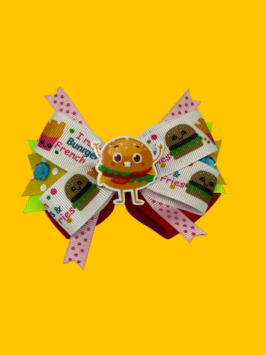 Burger & Fries Cartoon Hair Bow