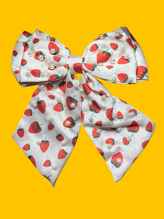 Strawberry Pearl Pop Hair Bow